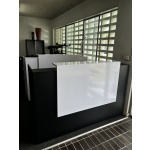 Black Oak Reception Counter in size 1800mmw x 750mmd x 1200mmh