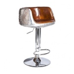 Pre-Loved 1 x Set of 2 Vintage Aviator Brown Leather Bar Stools